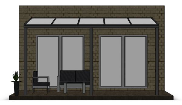 Überdachung mit 16 mm Polycarbonat, 5 x 3,5 m
